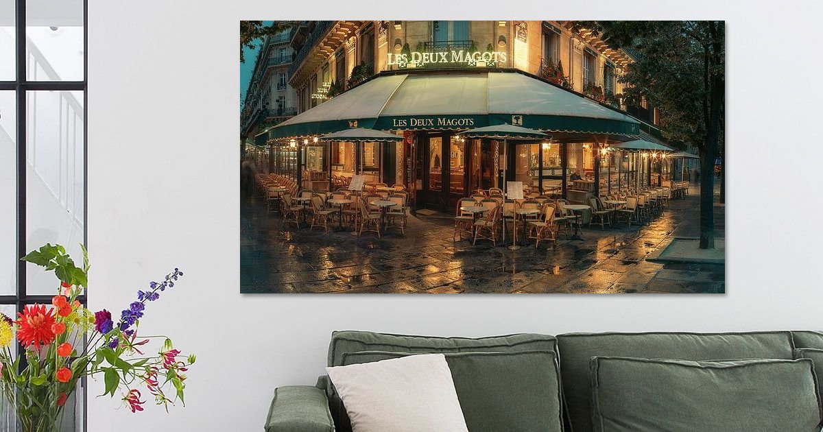A café in Paris in the early morning / Les Deux Magots in Paris on